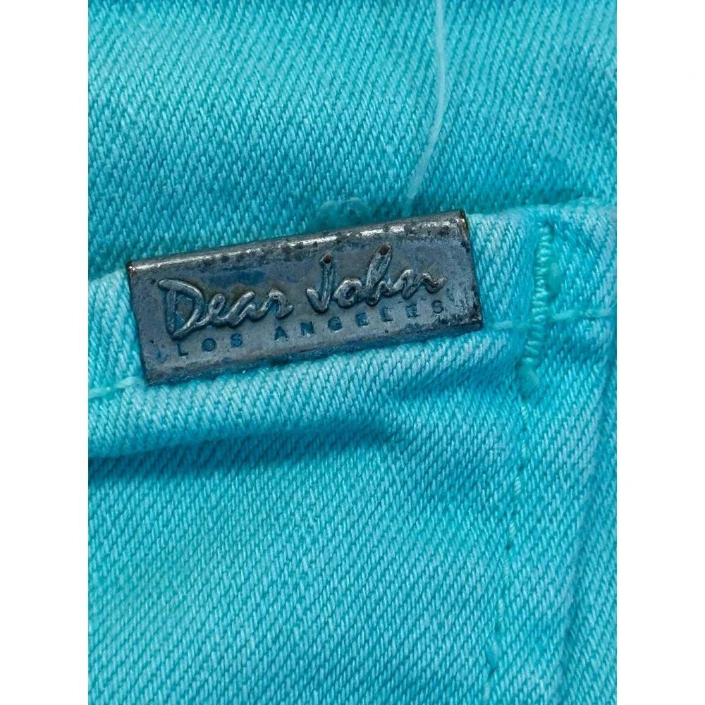 Dear John Jovrie Turquoise Blue Frayed Hem Denim Shorts Size 31